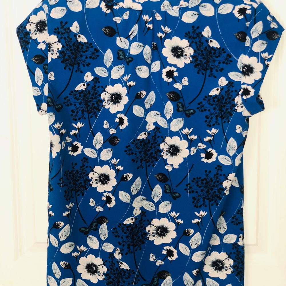 Hilary Radley Blue Floral Dress Shirt